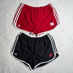 Adidas Nebraska Cornhuskers Gym Running 2pc Black & Red Shorts Women’s Size M